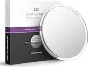 Mavoro Magnifying Mirror with Suction Cups - Triple Suction Cup Stick on Mirror with 15X Magnification. Portable Travel Makeup Mirror, Magnified Cosmetic Mirror. Mirrors for Dorm Decor (15X)