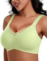 [HORISUN] Seamless Mesh Lace Bras for Women No Underwire Wireless Bras with Support and Lift Full Coverage Deep V Bralettes