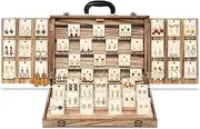 [Generic] Earring Display for Selling, Portable Wood Jewelry Display Case, Large Capacity Jewelry Display for Selling, Earring Card Holder Organizer with Lock for Earrings, Bracelets, Necklaces