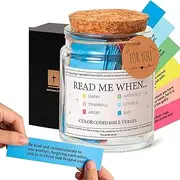 Bible Verses Jar for Emotions and Feelings - Read Me When Glass Prayer Jar With Coloring Scriptures, Christian Gifts, 90 Verse Cards (9x6.5cm)