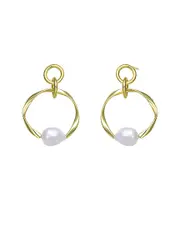 Genevive 18K Over Silver 13mm Freshwater Pearl Earrings