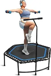 Serenelife 48" Mini Trampoline Rebounder, Portable and Foldable Fitness Trampoline, Suitable for Adults and Kids, Perfect for Indoor/Outdoor Workout