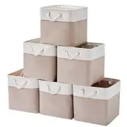 12x 12Inch Cube Storage Bins 6Pack Large Collapsible Fabric Storage Bin with Rop