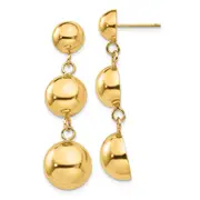 14K Yellow Gold Polished Half Ball Dangle Earrings