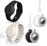 Xcellentlife for Air Tag Bracelet & Necklace, Waterproof Necklace and Bracelet for Toddler Child, Soft Silicone Case with Key Ring(4 Packs)
