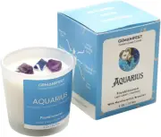 Aquarius Zodiac Candle with Amethyst Bracelet Frankincense Scented Soy Candle Bi