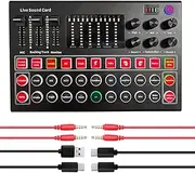 M9 o Interface Sound Card Live Voice Mixer External USB Sound Card Multiple Effects Sound Card Mixer Board Black One Size
