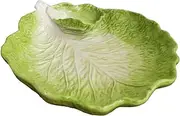 FORLONG Ceramic Green Cabbage Chip and Dip Serving Trays, Appetizers and Cheeses Serving Platter,Ideal for Snacks, Veggies, Fruit, 13-inch