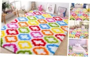 Fluffy Colorful Rug for Kids, Shaggy Soft Rainbow Area Rugs for Girls
