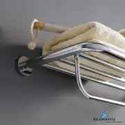 Chrome Wall Mounted Towel Rack with Shelf – Solid Brass Bathroom Bar Holder
