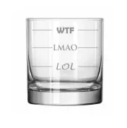 11oz Rocks Whiskey Highball Glass Funny Mood WTF LMAO LOL Fill Lines