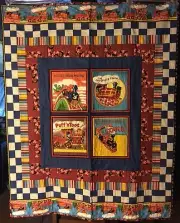 Handmade Little Engine that Could, Puff n Toot, Chocolate Train baby lap quilt