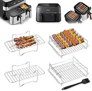 [JXAXD] Air Fryer Accessories for Philips Dual Basket Airfryer 3000 Series, Dual Air Fryer Racks, Air Fryer Rack Accessories, Cooking Grate for Tefal EY9018 5.2/3.1 L, Cecotec 5.5/3.5 L, Lakeland 5L/3L