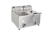 Apuro Twin Tank Twin Basket 8Ltr Countertop Fryer with Timer 2x 2.9kW - Commercial Benchtop Deep Fryers (FC375-A) - FC375-A