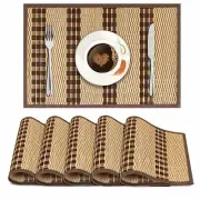 Wooden Placemats Set of 6 Dining Table Mats 45 x 30 cm Brown AR2817