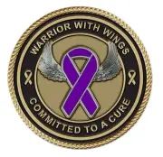 Cancer Society(Purple Ribbon) Medallion for Box Cremation Urn/Flag Case-2" Diam.
