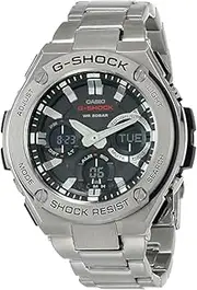 CASIO Men's G-Shock G-Steel Band Digital Solar Power Watch, Black Face, Steel Band
