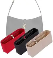 LinerLink Bag Organizer for YSL Hobo Le 5 A 7 Bag (23L x 16H x 6.5D cm)|Handmade Bag Organizer|Custom Bag Insert|2mm Felt Bag Liner|Women Handbag Bag Shaper (Beige, Style B: Side Zipper)