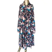 Torrid Size 1 Plus 14/16 Floral Long Dress Long Sleeve BOHO NWT