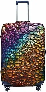 [CADREWY] Classic Snake Skin Print Travel Suitcase Cover Luggage Protector with Elastic Anti Scratch for Carry On, Black, Small