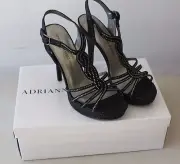 ADRIANNA PAPELL Black Open Toe Heels Mandy Sz 9M NWB #S13