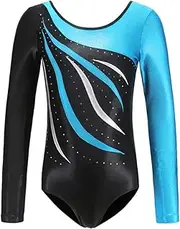 [AFAVOM] Gymnastics Leotards for Girls, Long Sleeve Leotards for Girls Shiny Sparkle Gymnastics Unitards Ballet Dance Outfit