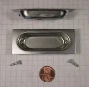 KV #813 FLUSH SLIDING DOOR PULL, STEEL, SATIN ZINC-PLATED, WITH SCREWS