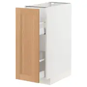 METOD / MAXIMERA base cabinet/pull-out int fittings, white/Vedhamn oak, 30x60x80 cm