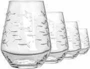 | School of Fish Stemless Tumbler | Stemless Wine Glasses 18Oz | Lead-Free