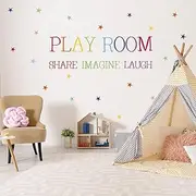 Playroom Wall Decor Kids Wall Decals Share Imagine Laugh DIY Stickers for Nursery Decoration (Crazy Orange)