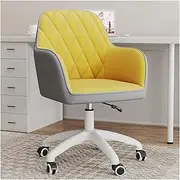 Velvet Ergonomic Office Chair 360° Swivel Desk Task Chair with Armrest,Executive Computer Occasional Chair for Home Office Reception Height Adjustable Lounge Chairs (Color : Yellow)