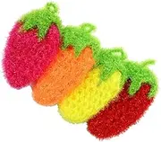 GLEAVI 4pcs Strawberry Dish Towels Korean Dish Scrubber Scrubby Mommy Strawberry Cleaning Cloth Dish Cleaning Sponge Multipurpose Cute Fruit Smile Face Aryclic Kitchen Towel Polyester