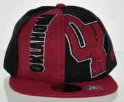 NEW! FLAT BILL SNAPBACK BALL US STATE OKLAHOMA CAP HAT BURGUNDY BLACK