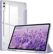Fintie Hybrid Slim Case for Samsung Galaxy Tab S9 FE+ Plus/Galaxy Tab S9+ Plus 12.4 Inch 2023 with S Pen Holder, Shockproof Cover with Clear Transparent Back Shell, Auto Wake/Sleep, Lilac Purple