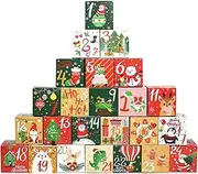 Advent Calendar Box 24 Days Countdown Empty Advent Calendar to Fill Yourself 24PCS 3 inch Kraft Paper Advent Calendar 2023 for Xmas Decor Party Gift Supply Style 1