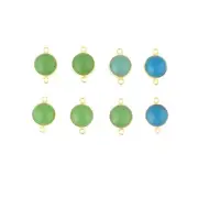 Sky Blue Chalcedony Brass DIY Craft Making Connector Wholesale Lot of 8 Pcs