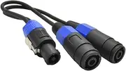 0.3m PA Splitter Lead Male Plug to 2 Female Speaker Connections Cable Black