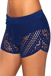 [Urchics] Womens Lace Hollow Out Swimsuit Tankini Bottom Swim Board Shorts(S-XXXL)