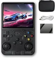 R36S Handheld Game Console 3.5 inch Preinstalled Emulator System (Transparent Black)