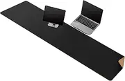 MAIDERN 160 x 40cm Desk Pad, Large Desk Mat, Cork & Leather Large Mouse pad for Desk, Waterproof Computer Desk Pad for Gaming Home Office (Black)