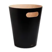 Umbra Woodrow Trash Can Modern Wooden Recycling Bin Waste Basket 7.5L Black