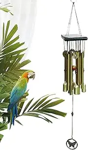 Decorative Wind Bell, 26Inches Wooden Wind Bells Outdoor Wind Chimes, Copper Butterfly Garden Decor Sympathy Melody Outdoor Decoration with 8 Tubes for Garden