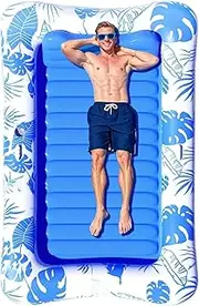 Pool Floats | Foldable Pool Air Mattress | Beach Air Mattress for Water Activities, Lake Floating Raft with Cup Holder