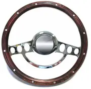 Chrome & Wood Steering Wheel Full Kit for 1969 to 1994 Chevy, Buick, GM, Olds
