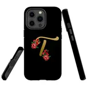 For Apple iPhone 13 Pro Max Case, Armour Back Cover, Embellished Letter T