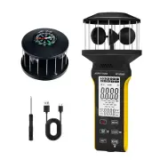 Wind Cup Anemometer with Compass,Touch Button Wind Speed Meter 360° Measuring Wi