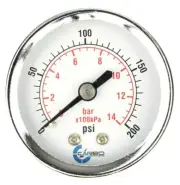 2" Pressure Gauge - Chrome Plated Steel Case, 1/4"NPT, Back Mnt. 200 PSI