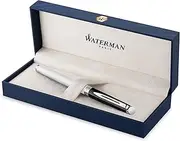 [WATERMAN] Hémisphère Rollerball Pen | Black & White Lacquer with palladium Coated Trim | Fine Point | Black Ink | Gift Box