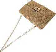 [LIFKOME] Imitation Straw Clutch Bag for Women Elegant Party Handbag with Chain Multi Compartment Design for Dinner Birthday Wedding and Daily Use