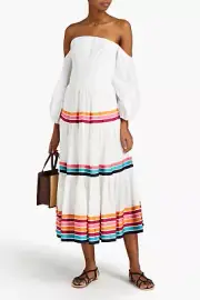 RRP €750 ZIMMERMANN Lulu Ribbon Linen Midi Skirt AU3 US10 L Lined Striped